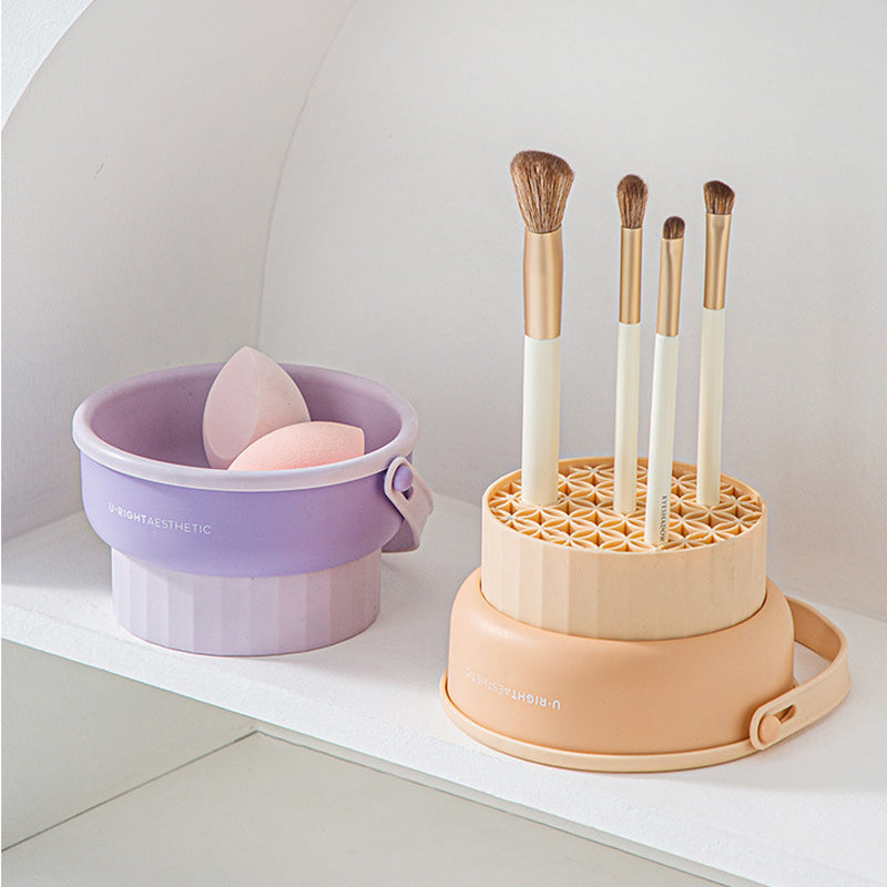 2 in 1 Makeup Brush Silicone Cleaning and Drying Scrubbing Bowl