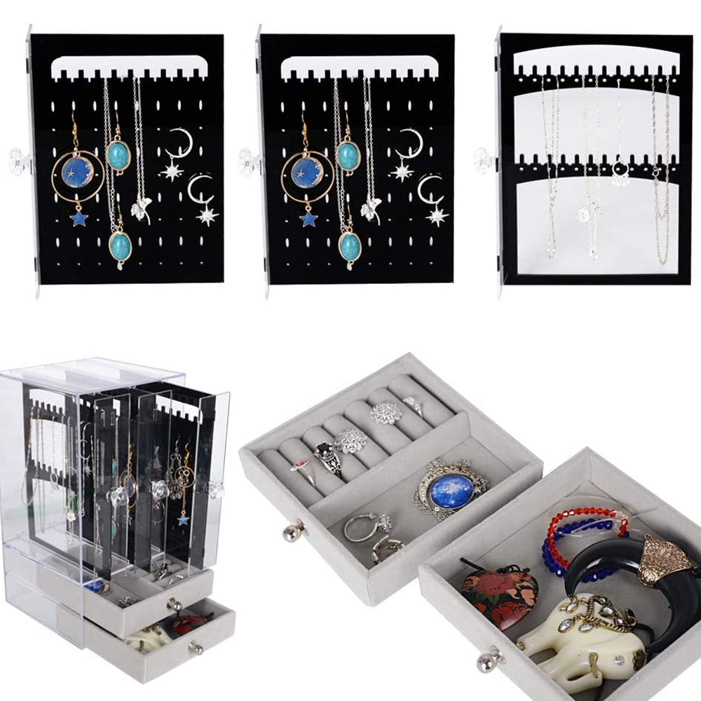 Acrylic Jewelry Storage Box Portable Dustproof Full Clear Display