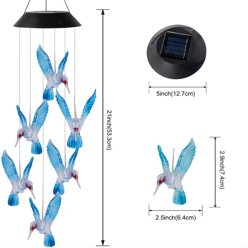 Solar Power Wind Chimes and Pendants for Courtyard and Outdoor