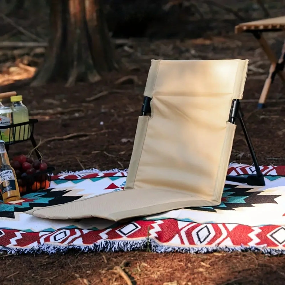 Foldable Camping Chair Outdoor Garden Park Single Lazy Chair Backrest Cushion
