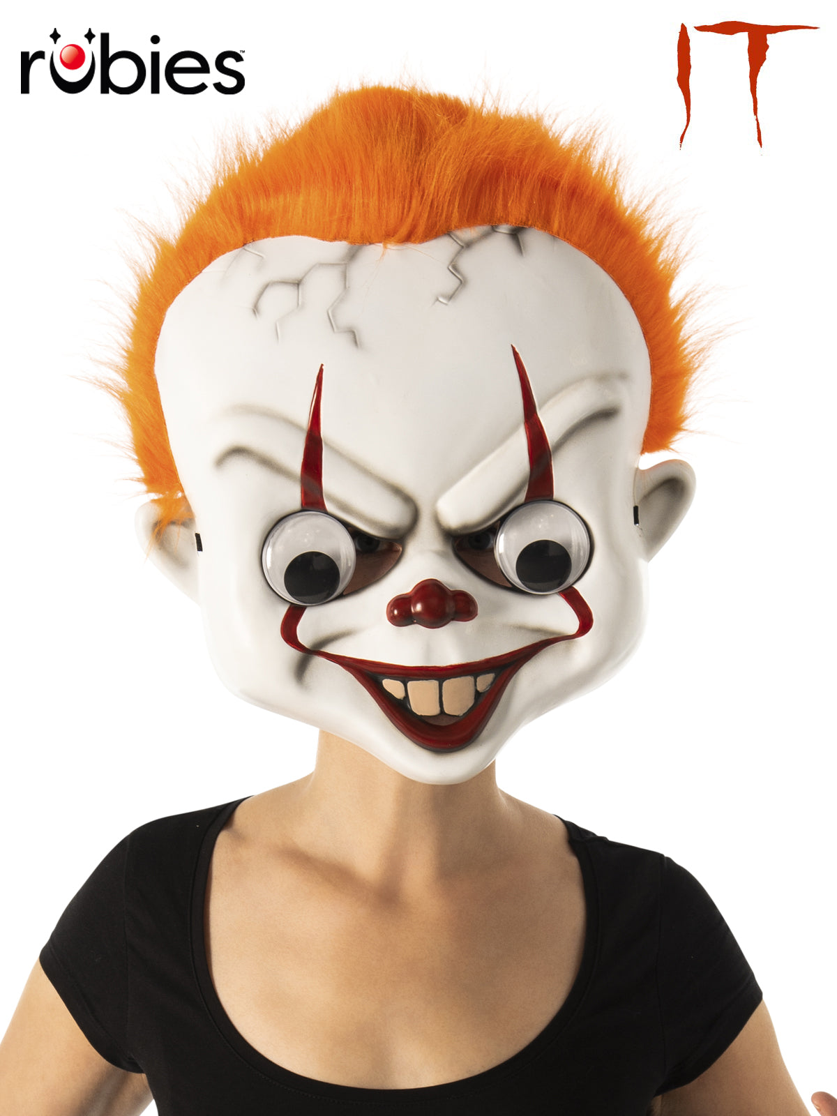 Pennywise Scary Clown Mask with Googly Eyes and Hair for Halloween Adults