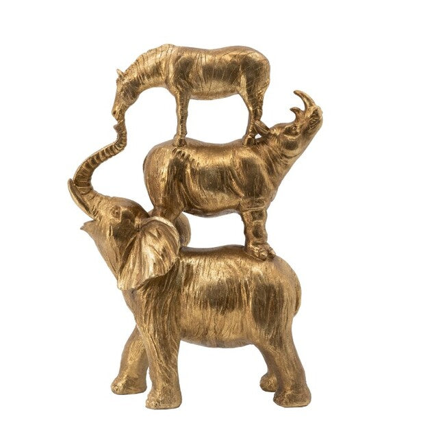 Tower of Animals Stacking Sculpture 36cm Resin Copper Vintage Decor