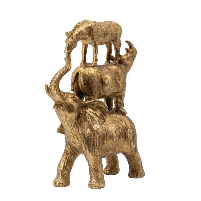 Tower of Animals Stacking Sculpture 36cm Resin Copper Vintage Decor
