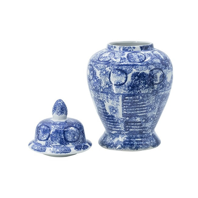 Blue & White Abstract Ginger Jar Medium 43cm Porcelain Home Decorative Jar