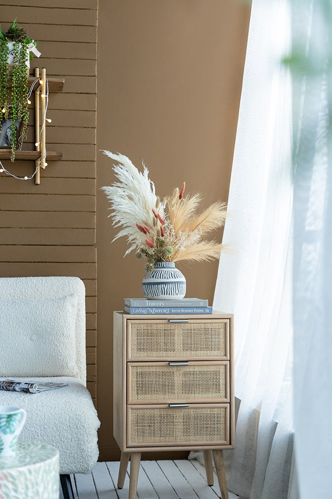 Cream & Grey Ceramic Squat Vase 14.5cm Crackled Patina Home Decor
