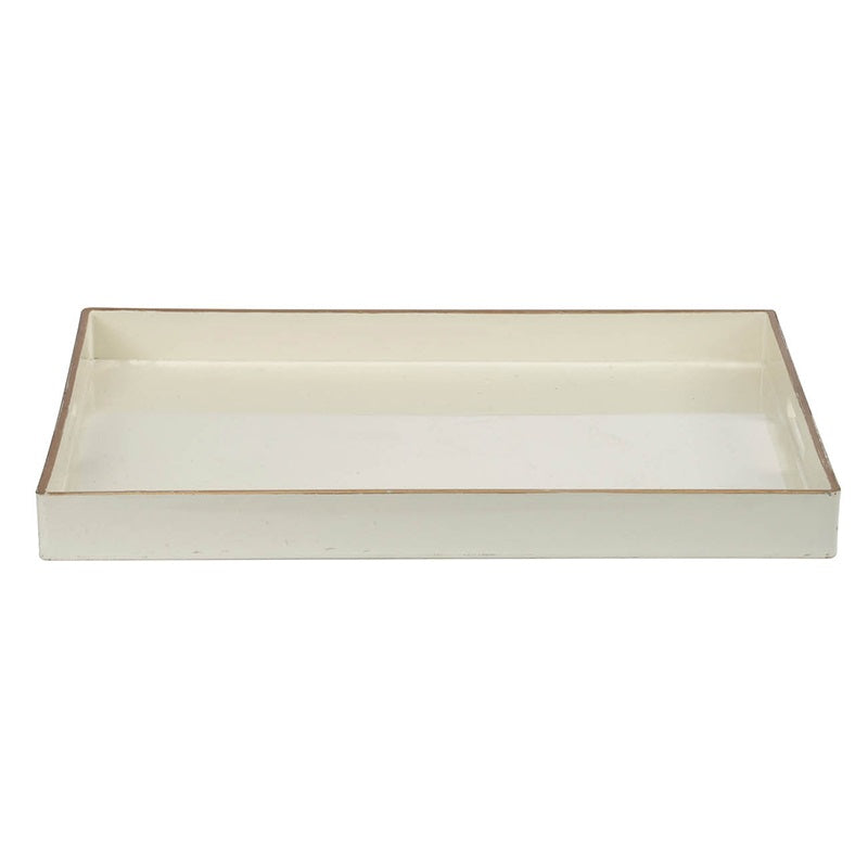 Mimosa Rectangle Tray White with Gold Trim – Decorative & Serving Tray