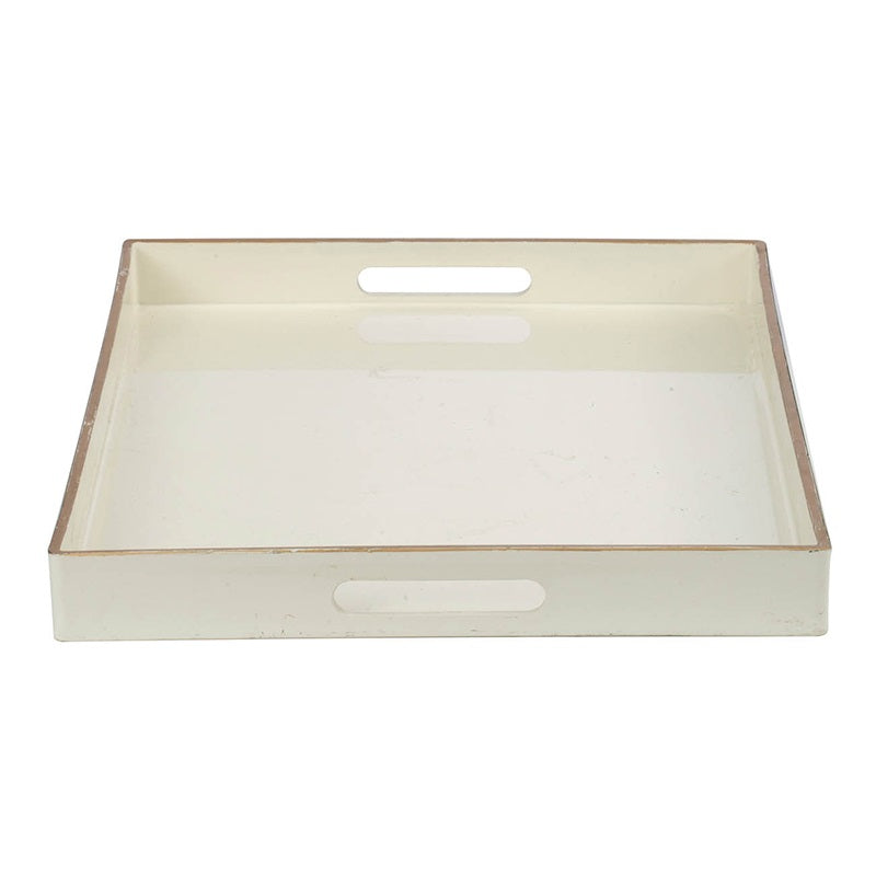 Mimosa Rectangle Tray White with Gold Trim – Decorative & Serving Tray