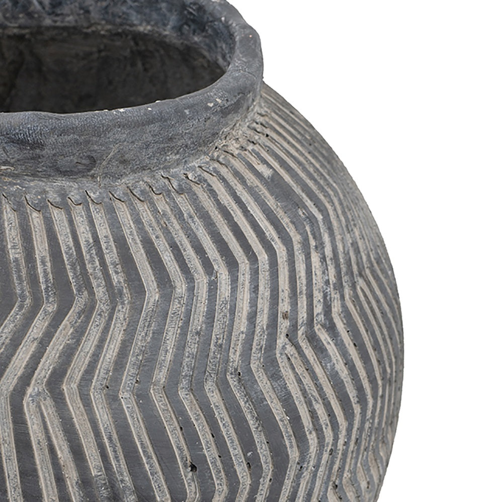 Carmoo Grey Cement Textured 44cm Pot – Chevron Design