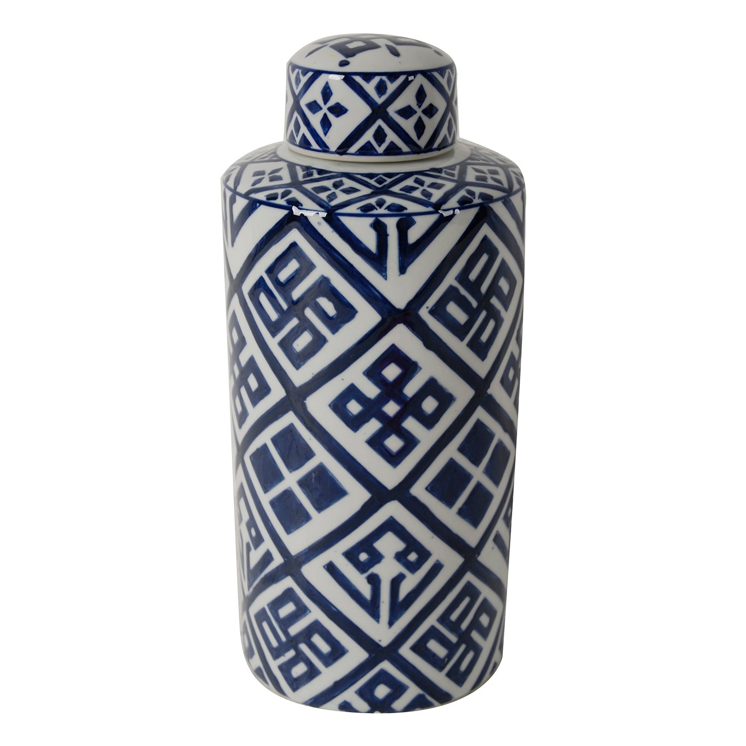Valora Blue & White Porcelain Cylinder Jar 35 cm Classical Design
