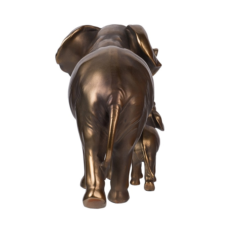 Elephant Mother & Calf Statue Polyresin Home Decor - 17.5 cm