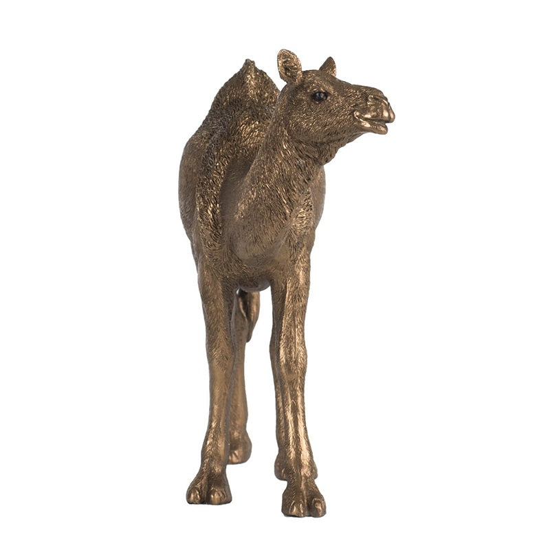 Camel Statue Polyresin Home Decor Copper Finish - 18 cm