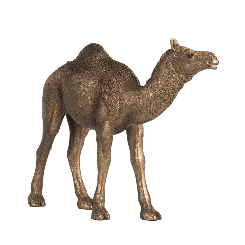 Camel Statue Polyresin Home Decor Copper Finish - 18 cm