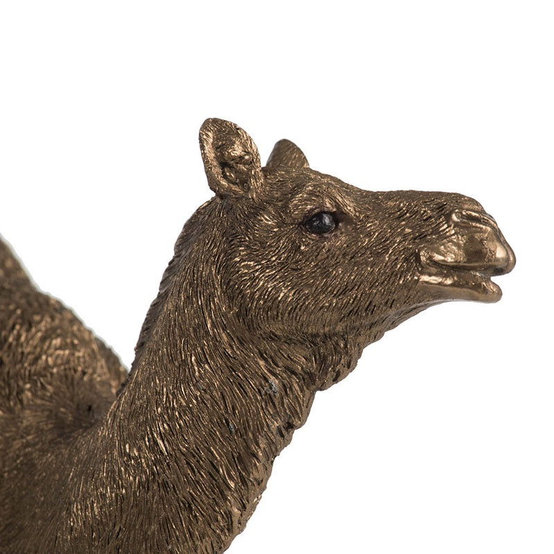 Camel Statue Polyresin Home Decor Copper Finish - 18 cm