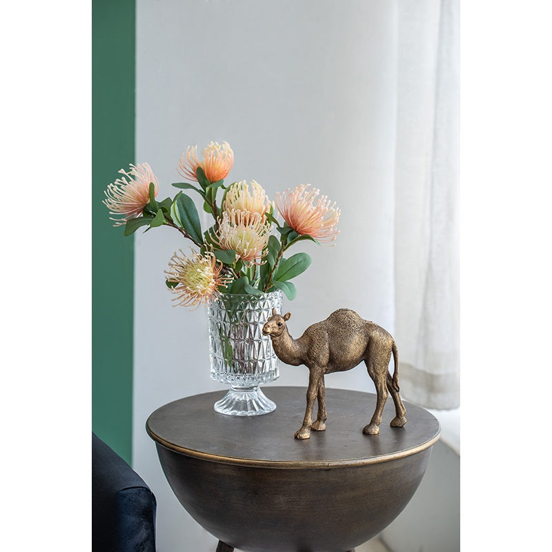 Camel Statue Polyresin Home Decor Copper Finish - 18 cm