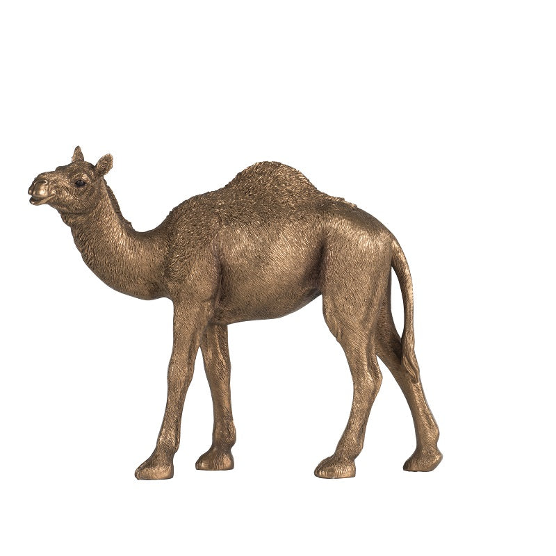 Camel Statue Polyresin Home Decor Copper Finish - 18 cm