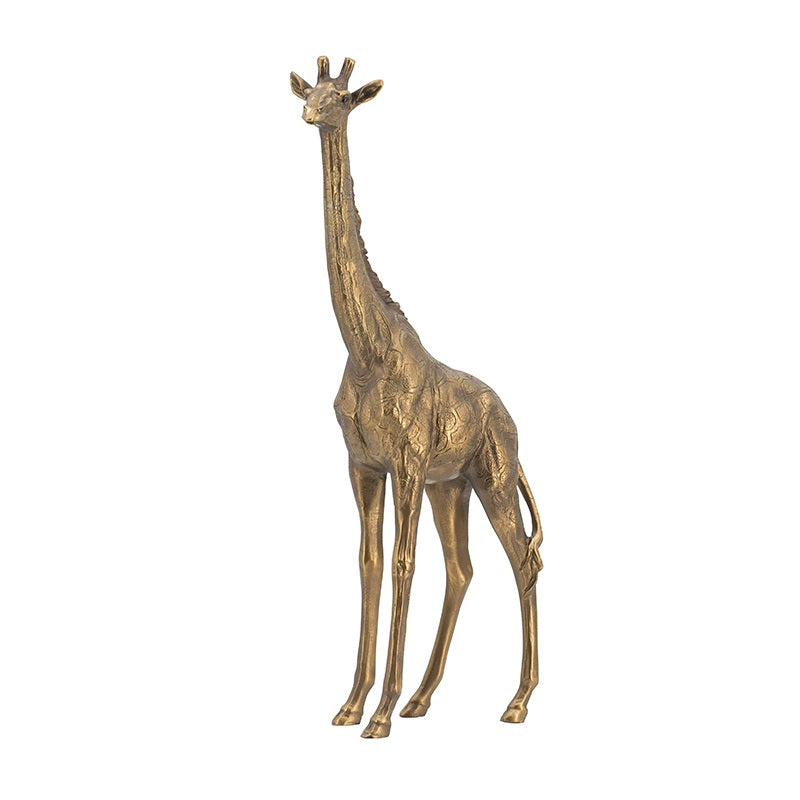 Giraffe Statue Polyresin Copper Finish Home Decor Accent - 29 cm