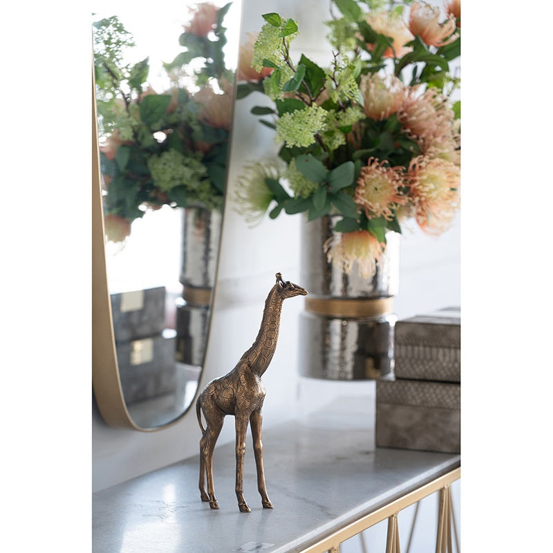 Giraffe Statue Polyresin Copper Finish Home Decor Accent - 29 cm