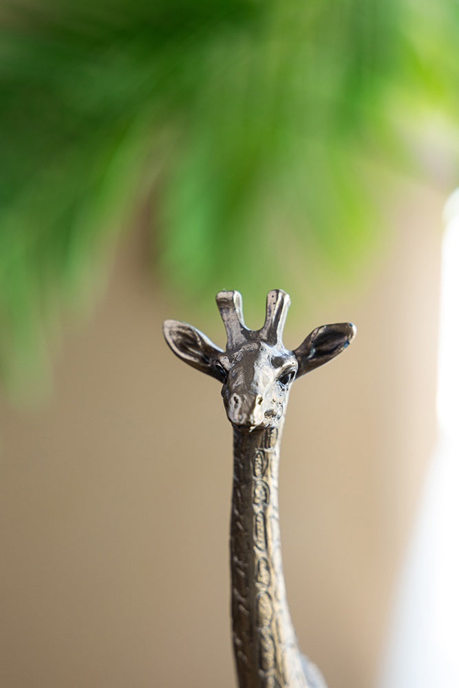 Giraffe Statue Polyresin Copper Finish Home Decor Accent - 29 cm