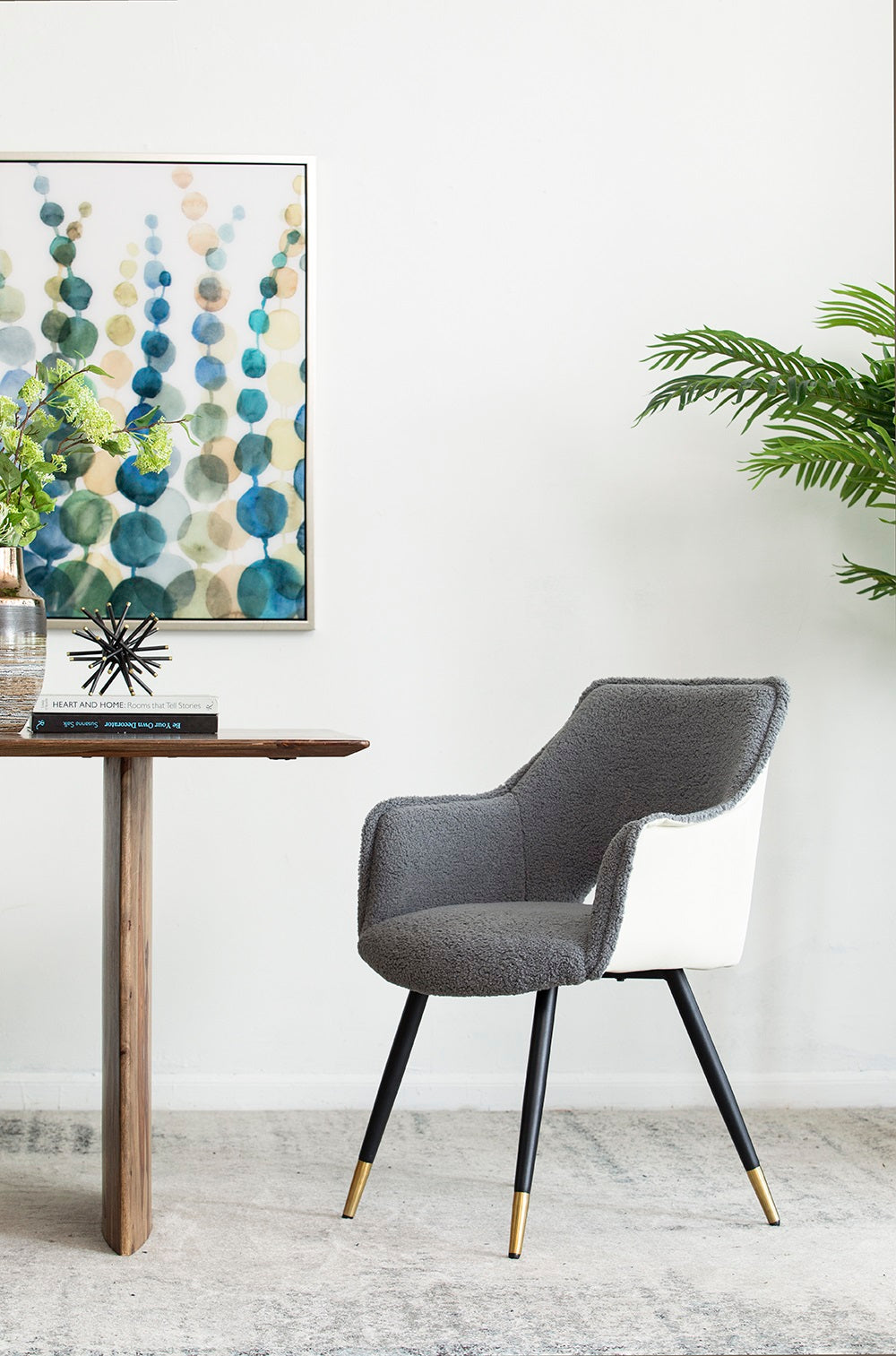 Venera Grey & Cream Velvet Dining Chair Boxed Set of 2 Armchair Style
