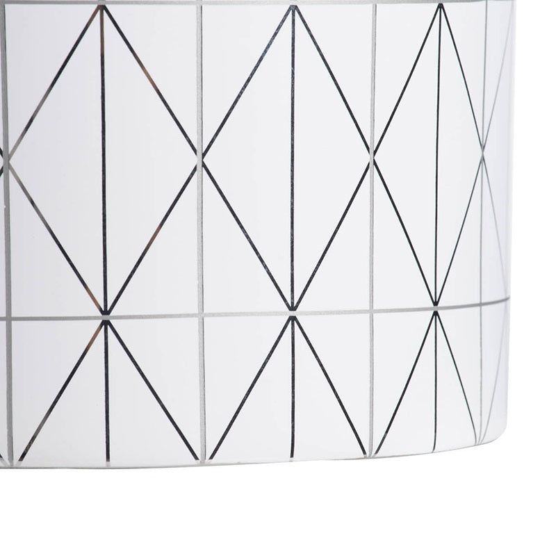 Geo Ceramic Planter Modern Diamond Pattern Cylindrical Pot - 16 cm