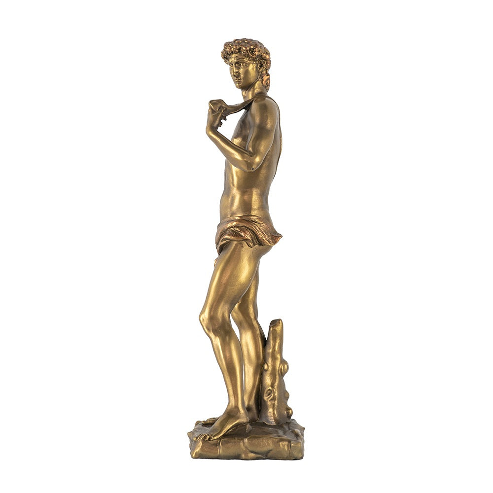 Golden David Polyresin Statue 35cm Decorative Sculpture for Home