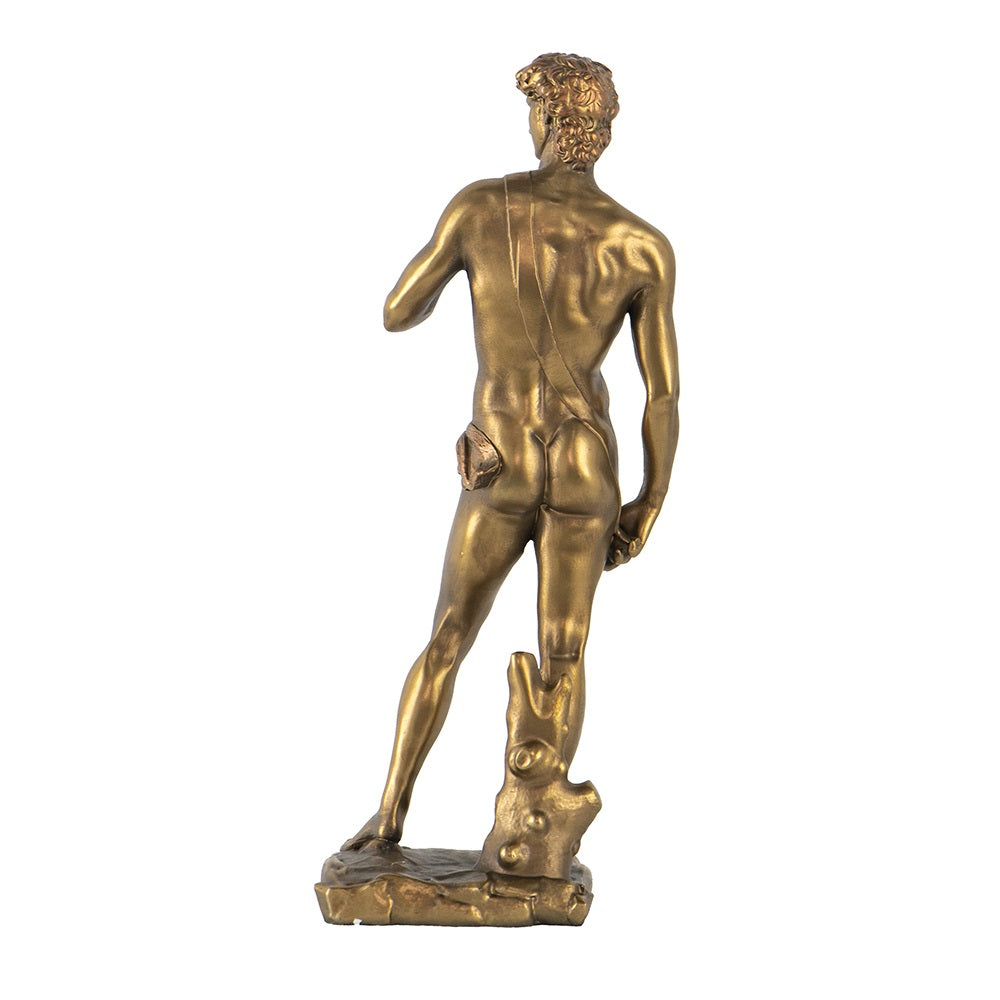 Golden David Polyresin Statue 35cm Decorative Sculpture for Home