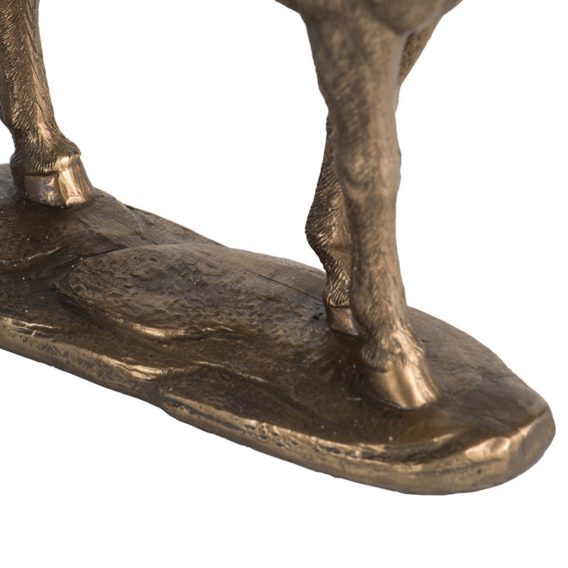Horse Statue Rustic Gold Finish 18cm Polyresin Decorative Home Accent