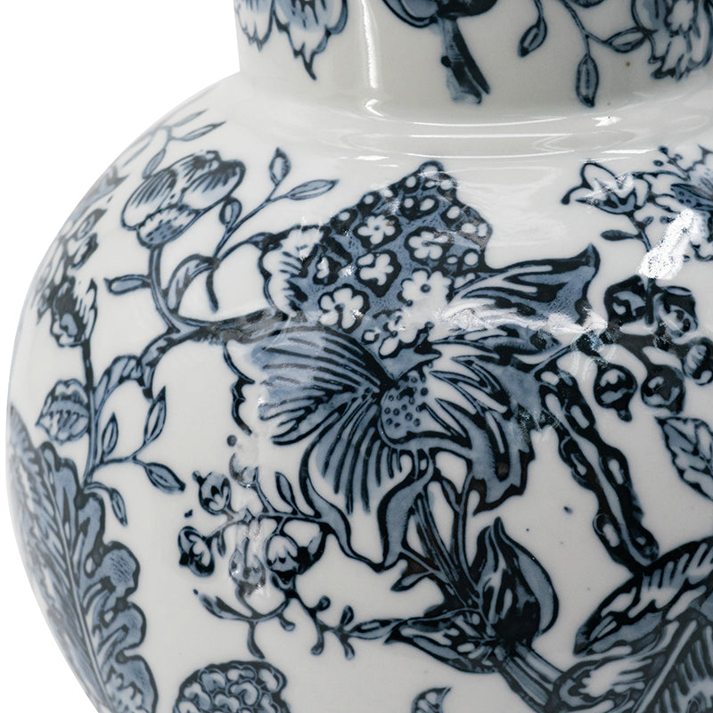 Chinoiserie Porcelain Decorative Jug 31cm Sculpted Handle Accent