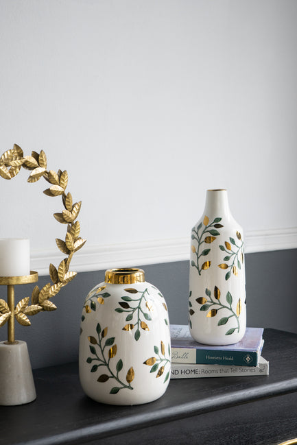Botanical Ceramic Vase 23cm Decorative Accent with Floral Design