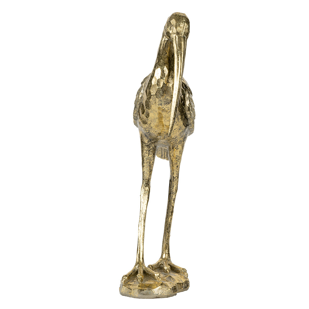 Standing Crane Figurine 40.5cm Elegant Resin Decorative Accent in Gold Finish