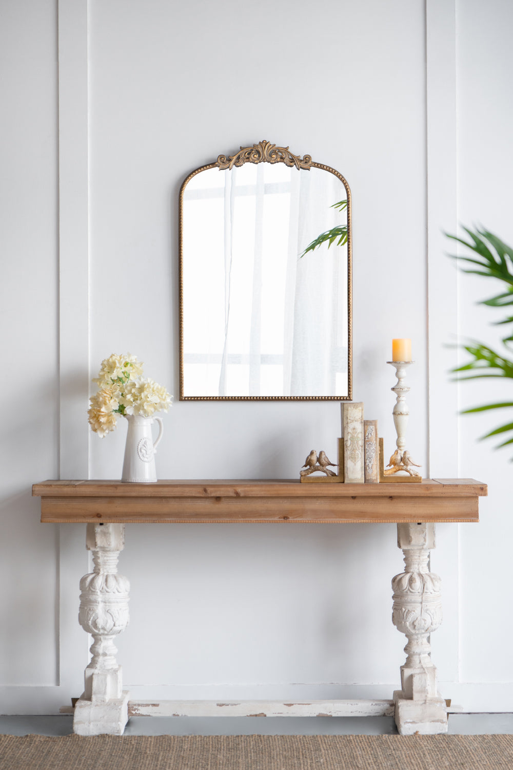 Baroque Tall Gold Decorative Wall Mirror 91cm Elegant Accent for Bedroom or Living Room