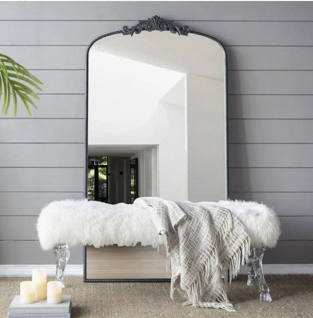 Baroque Tall Black Wall Mirror 168cm Elegant Decorative Accent with Ornate Frame