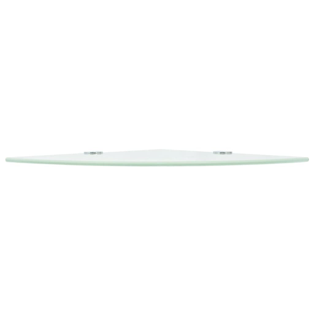 Corner Shelf with Chrome Supports Glass White 25x25 cm