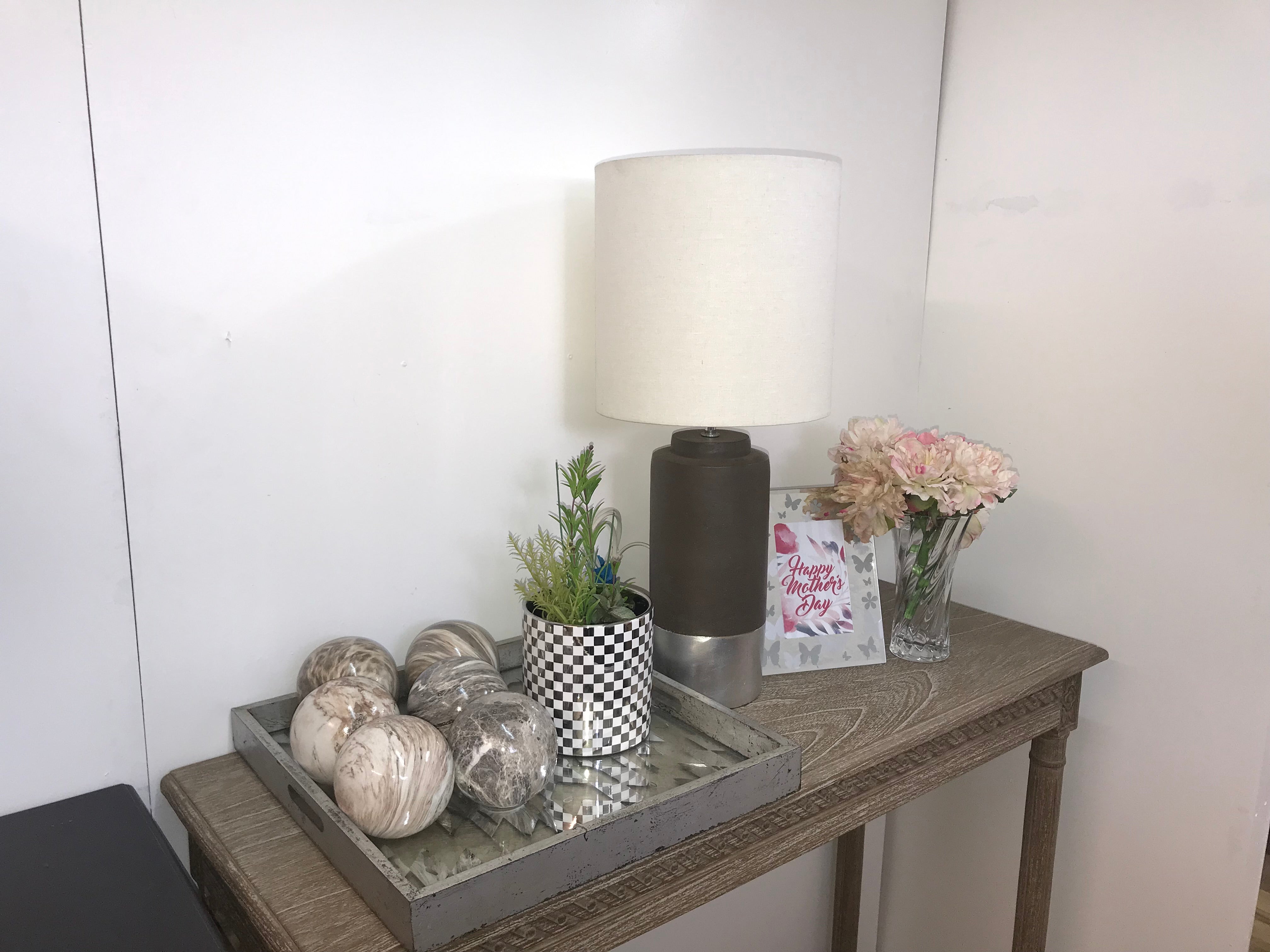 Beige Marbleized Balls Set of 6 Ceramic 10cm Tabletop Decor