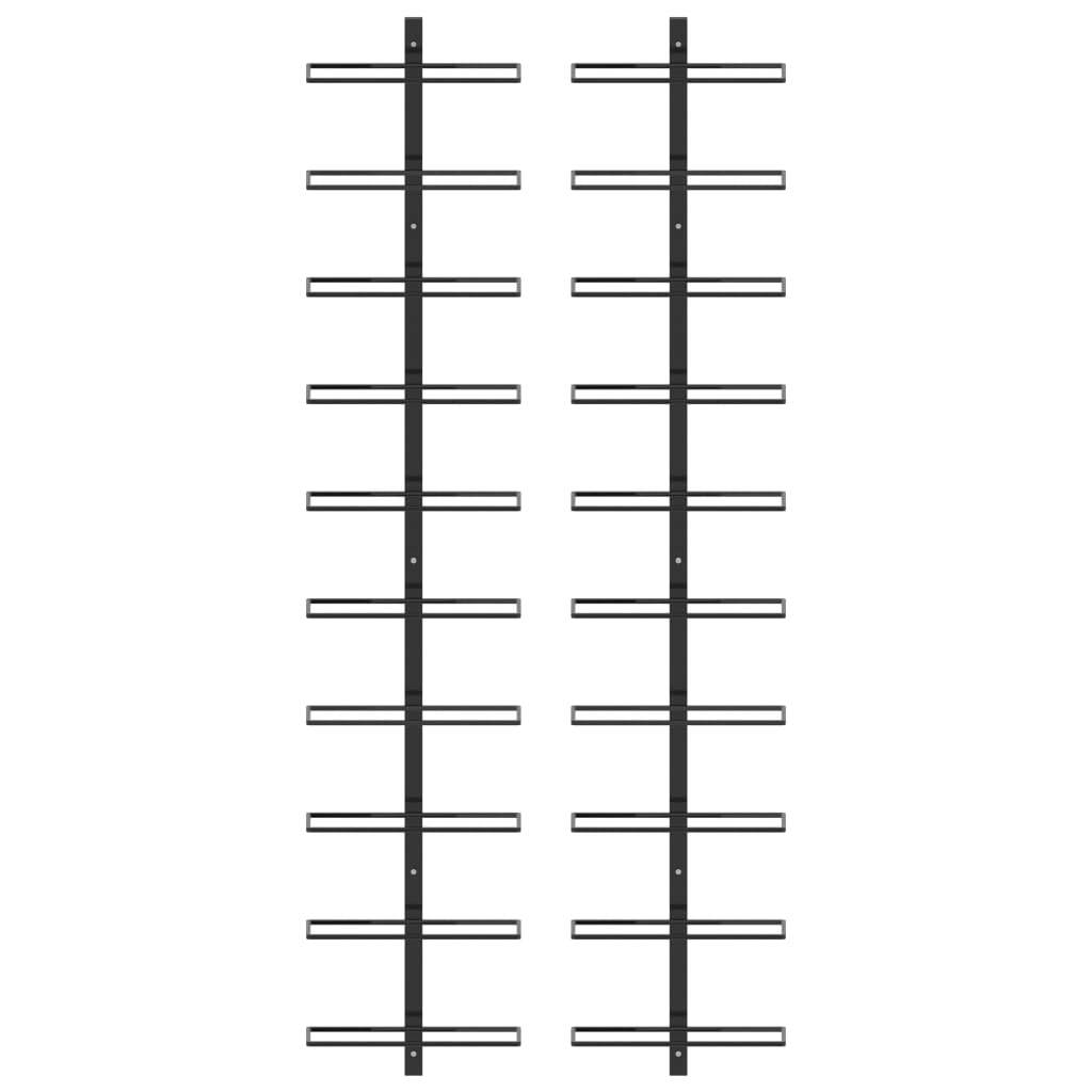 Wall-mounted Wine Racks for 20 Bottles 2 pcs Black Metal