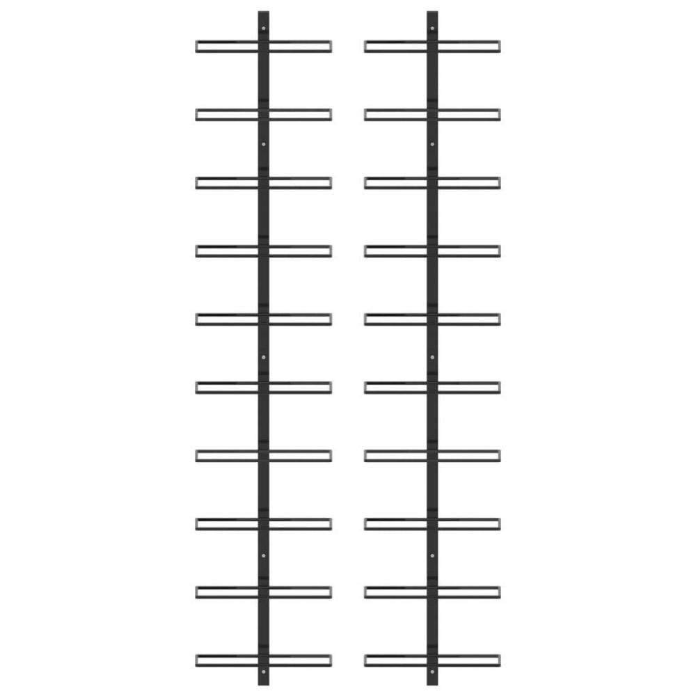 Wall-mounted Wine Racks for 20 Bottles 2 pcs Black Metal