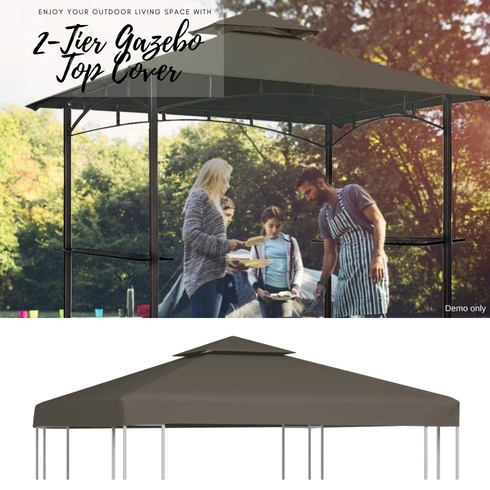 2-Tier Gazebo Top Cover 310 g/m² 3x3 m Taupe