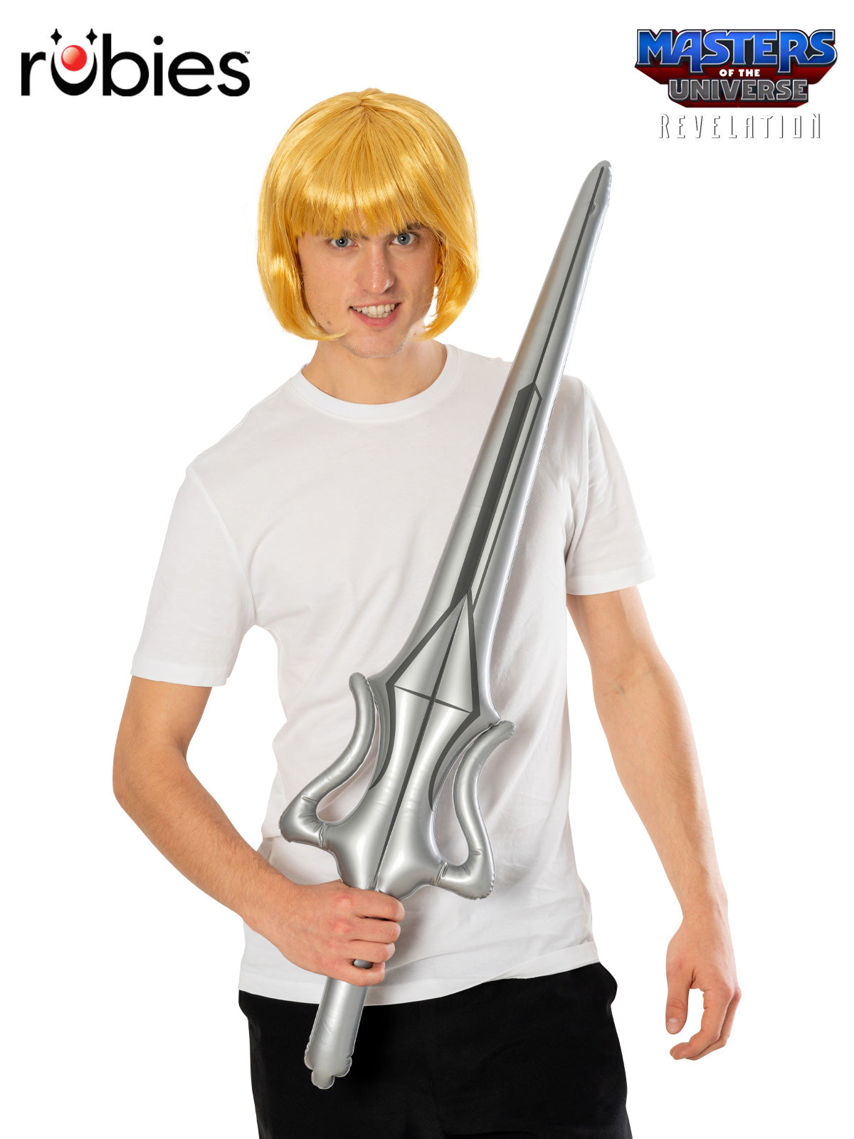 He-Man Adult Accessory Set with Wig and Inflatable Sword for Dress Up