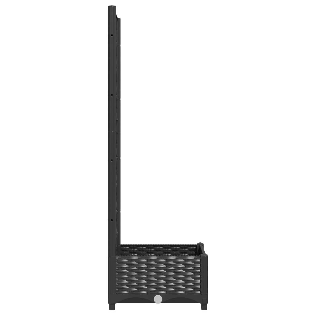Garden Planter with Trellis Black 40x40x121.5 cm PP