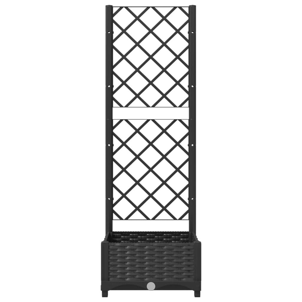 Garden Planter with Trellis Black 40x40x121.5 cm PP