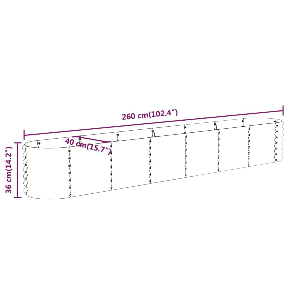 Garden Raised Bed Galvanised Steel 260x40x36 cm Anthracite