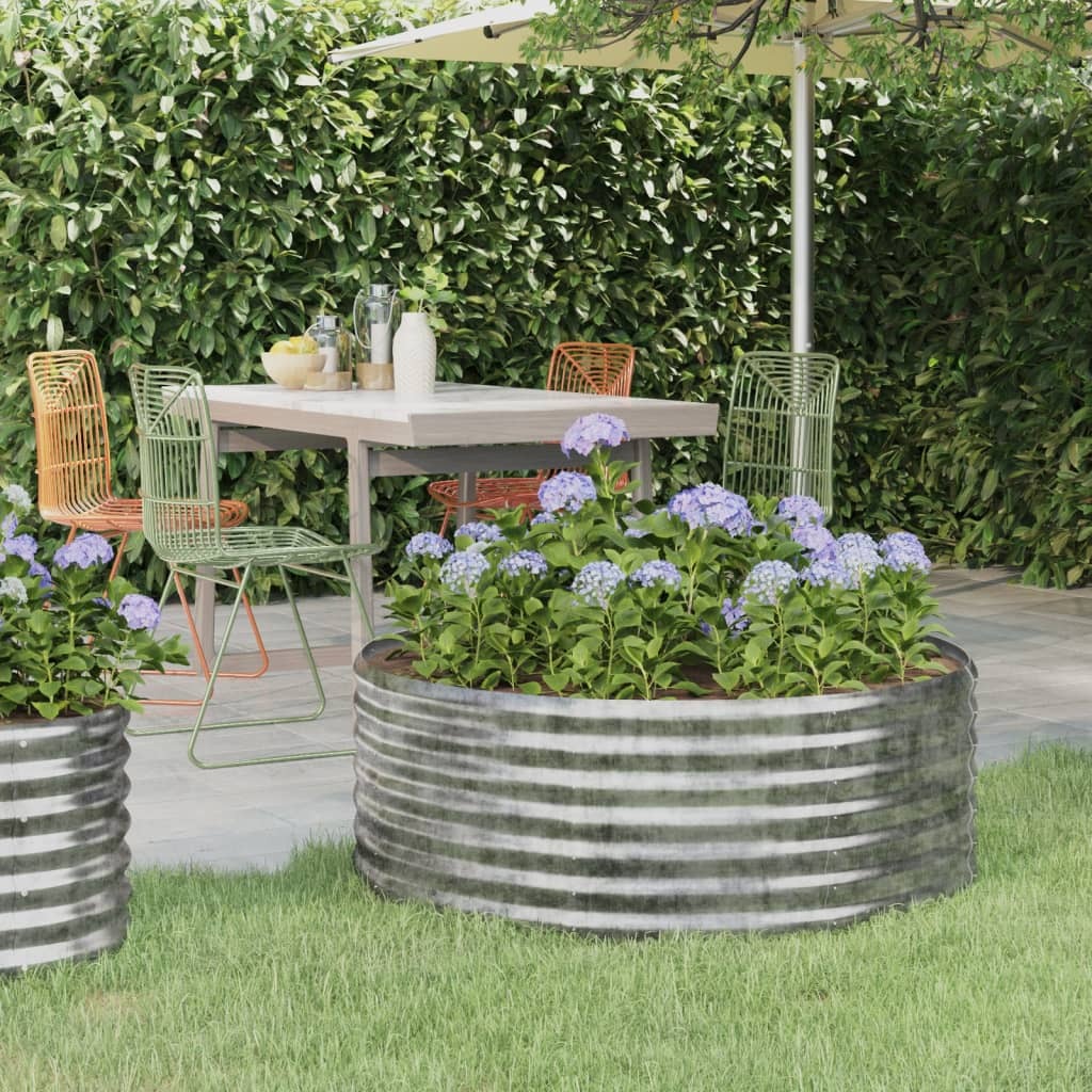 Garden Raised Bed Galvanised Steel 100x100x36 cm Silver