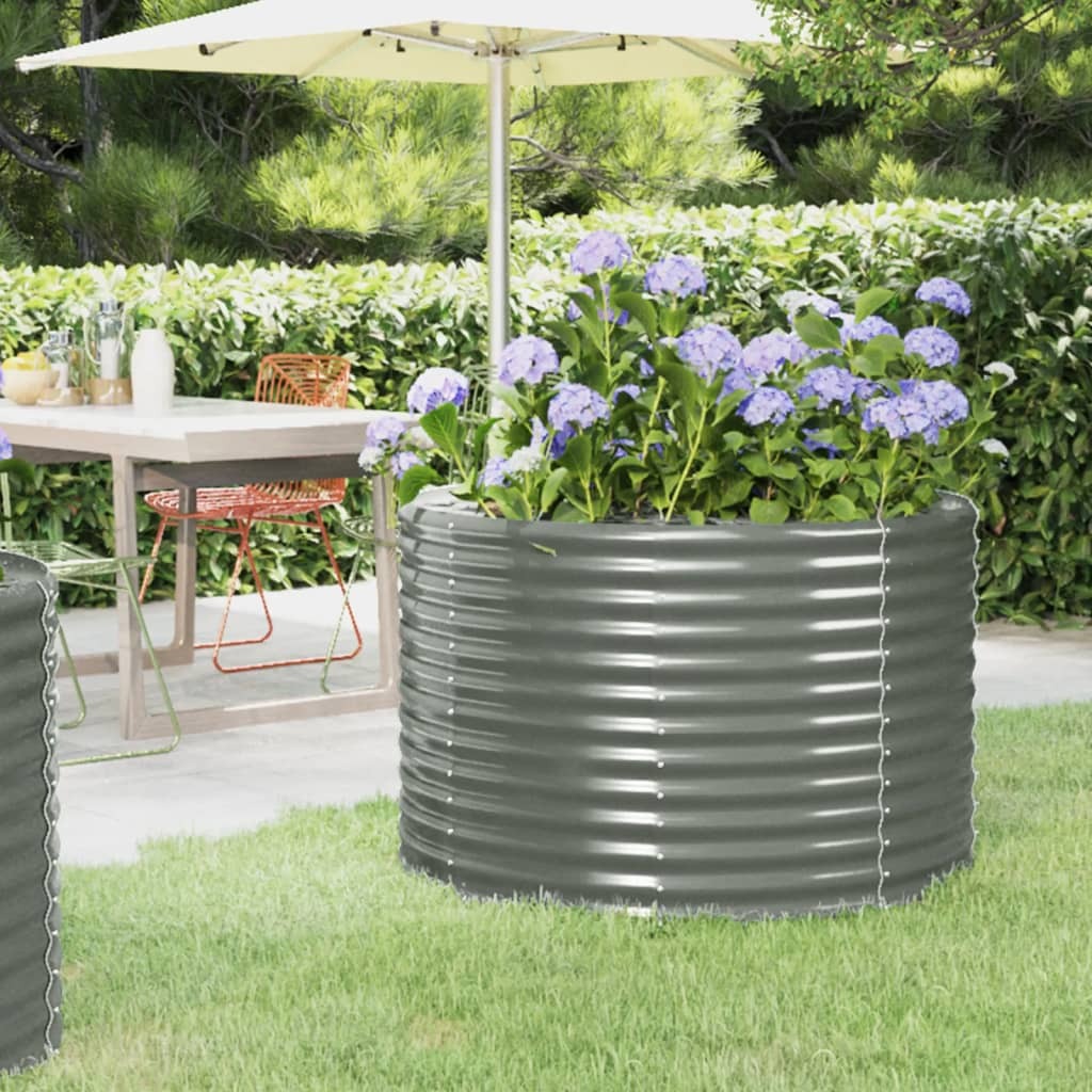 Garden Raised Bed Galvanised Steel 100x100x68 cm Grey