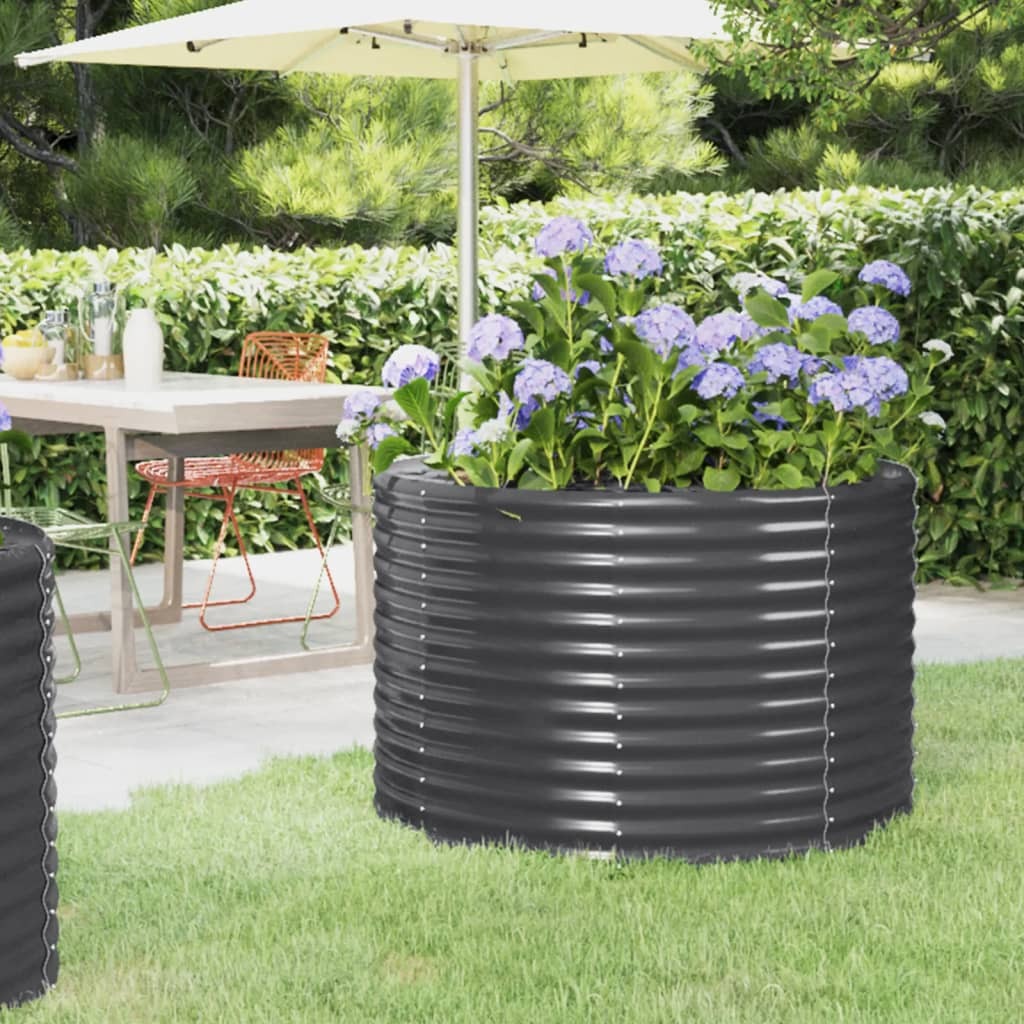Garden Raised Bed Galvanised Steel 100x100x68 cm Anthracite