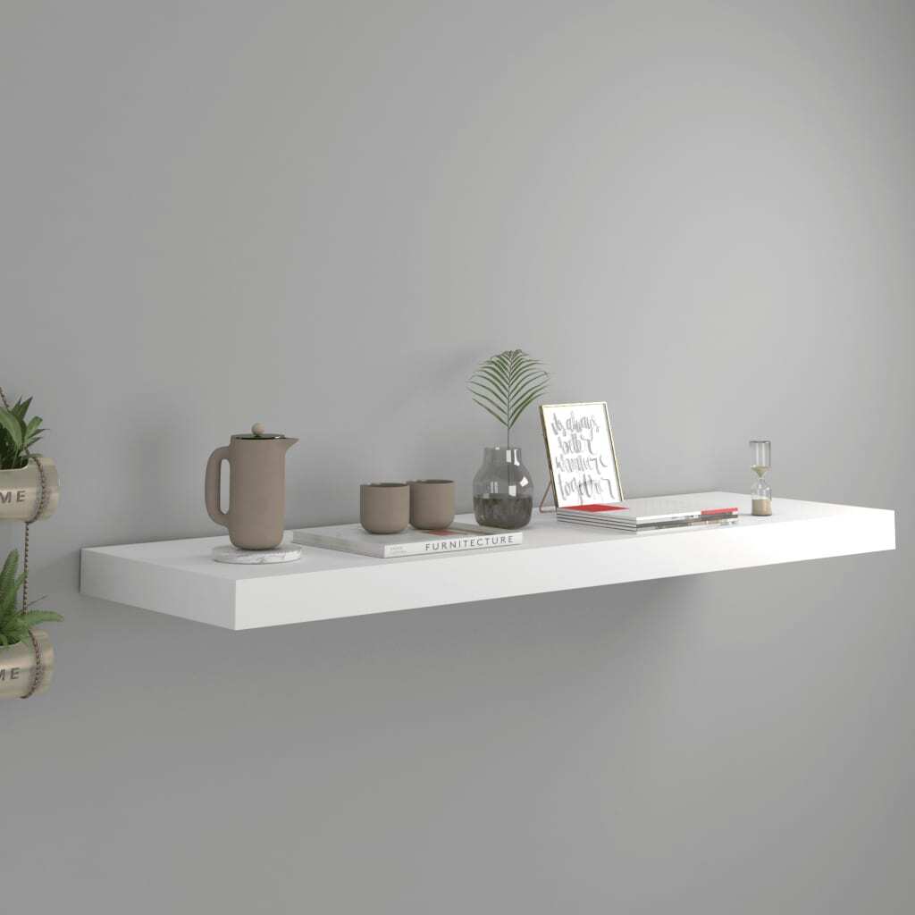 Floating Wall Shelf White 80x23.5x3.8 cm MDF