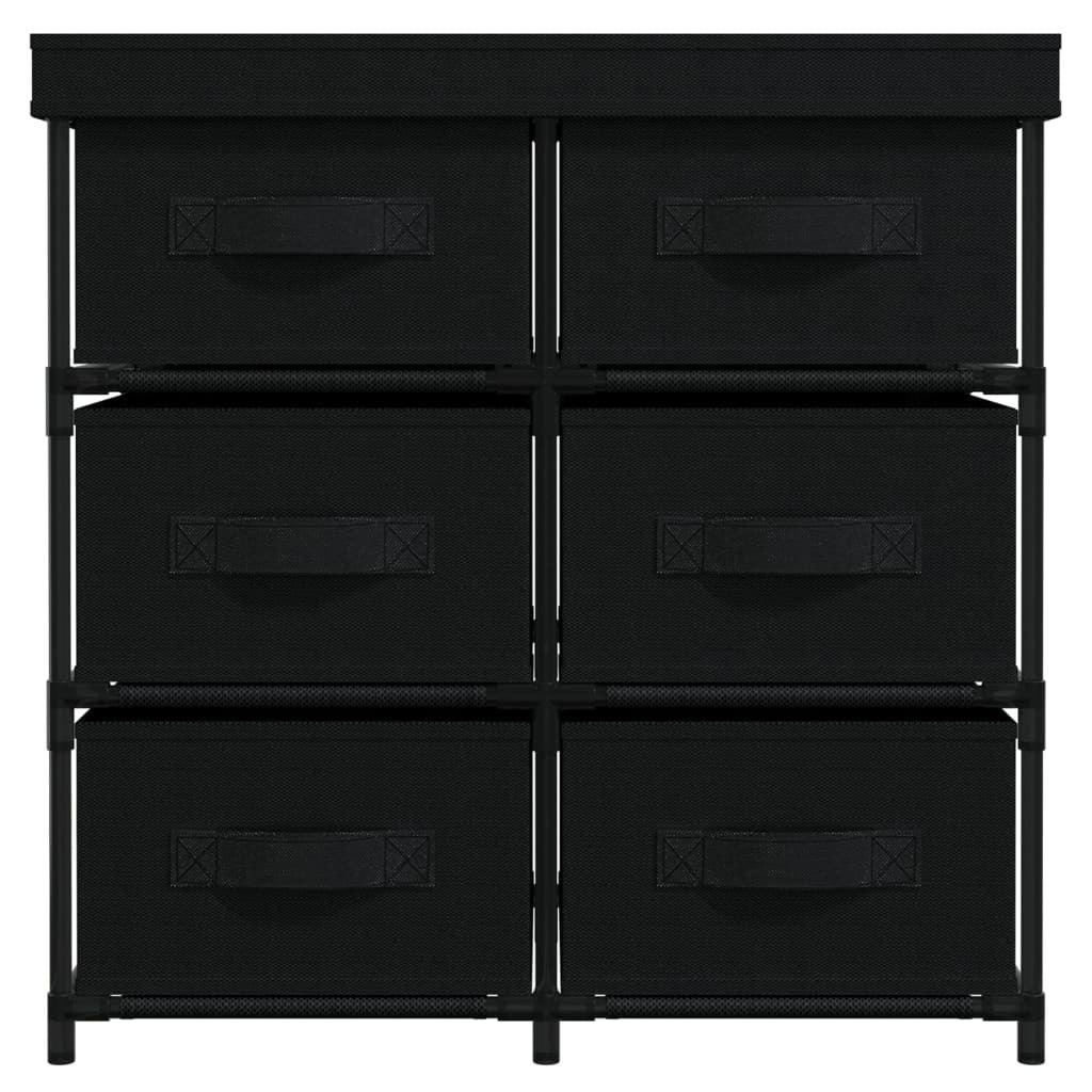 Storage Cabinet with 6 Drawers 55x29x55 cm Black Steel