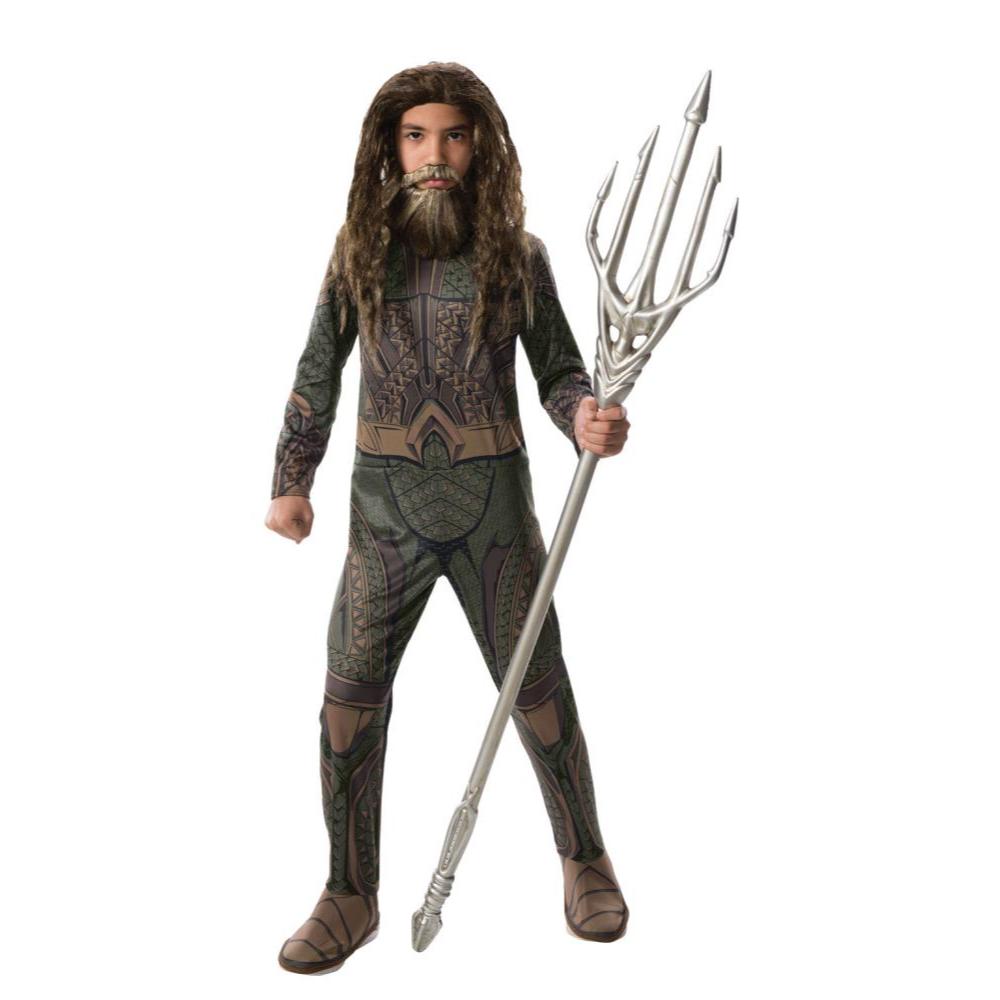 Aquaman Beard Wig Set Child DC Comics Costume Long Hair Moustache Brown Colour