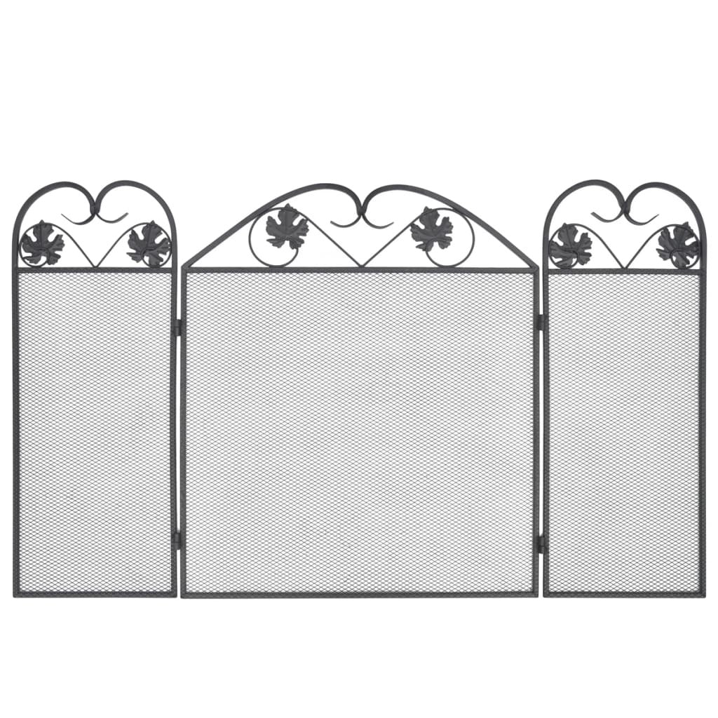 3-panel Fireplace Screen Iron Black