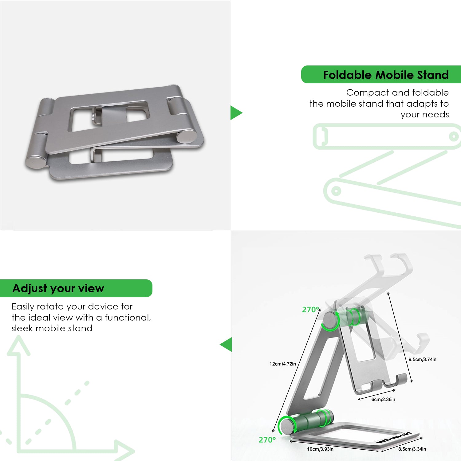 Portable Dual Folding Phone and Tablet Stand Desk Travel Cradle Dock Pack of 3, Available in 2 Colours