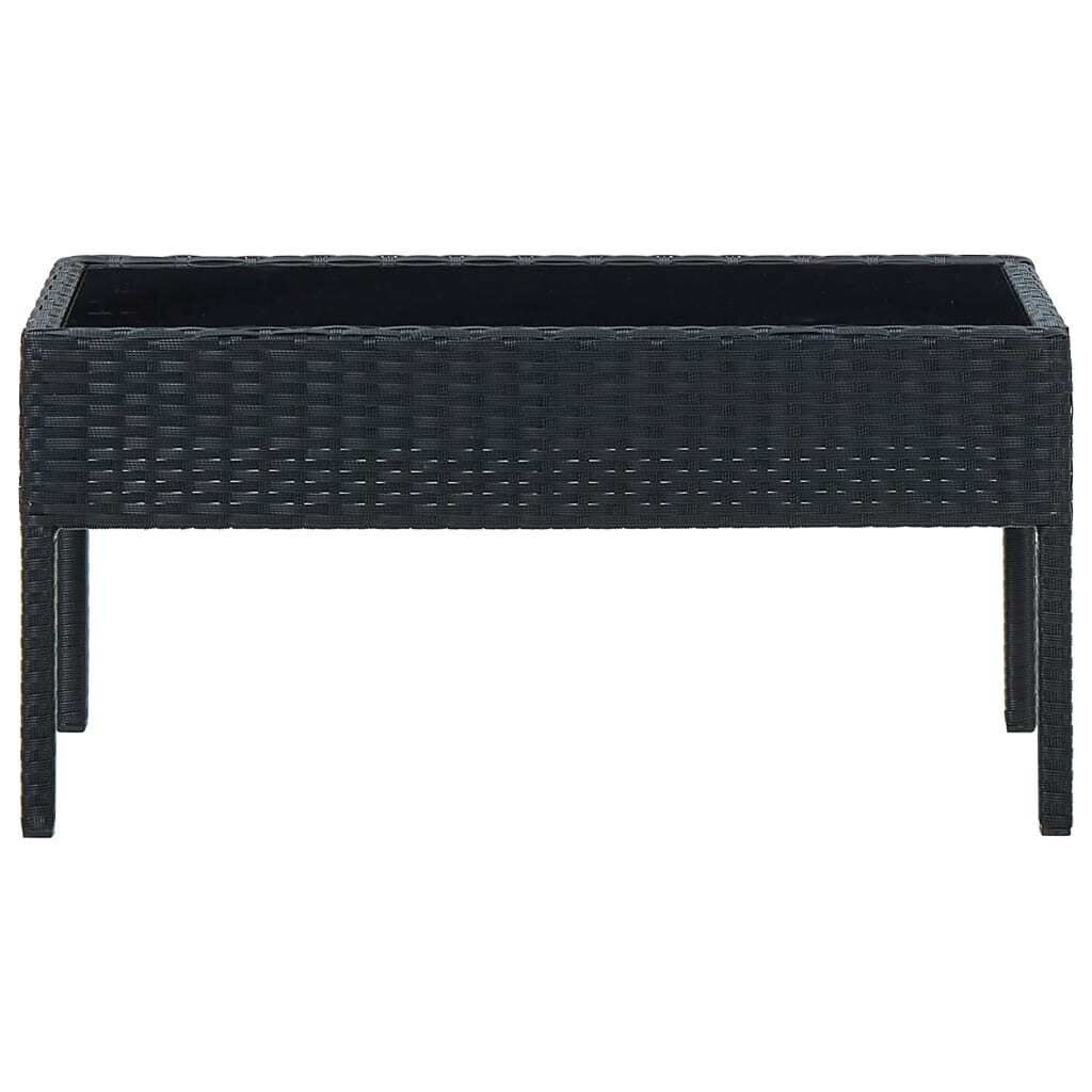 Garden Table Black 75x40x37 cm Poly Rattan
